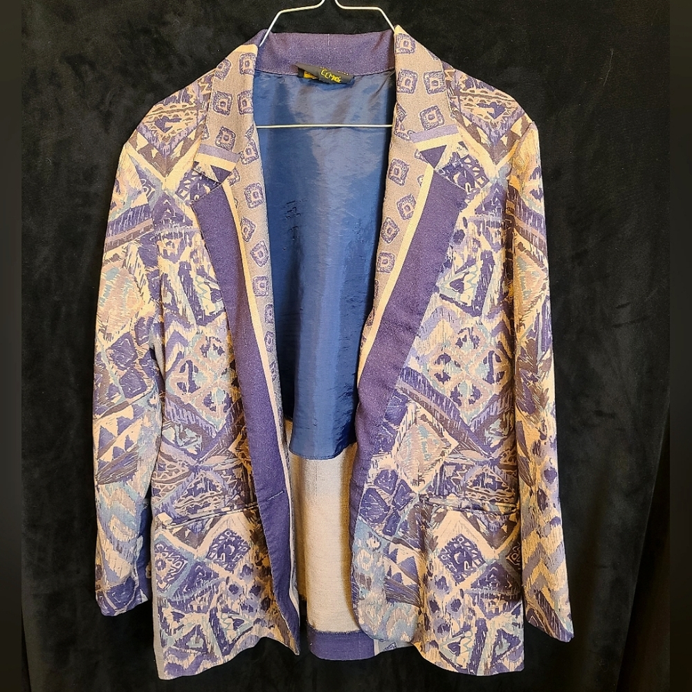 90s vintage TONI GARMENT Purple Patterned Women's Blazer (approx size 12)